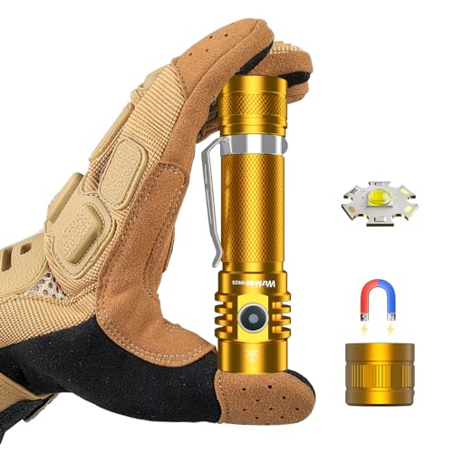 Wurkkos WK03 LED Taschenlampe Aufladbar,1200 Lumen Extrem Hell Taschen lampe, kleine Taschenlampe mit 6 modi und 519A LED, IP68 Wasserdicht Taktische Handlampe für Camping, Outdoor, Notfall(Golden) von Wurkkos