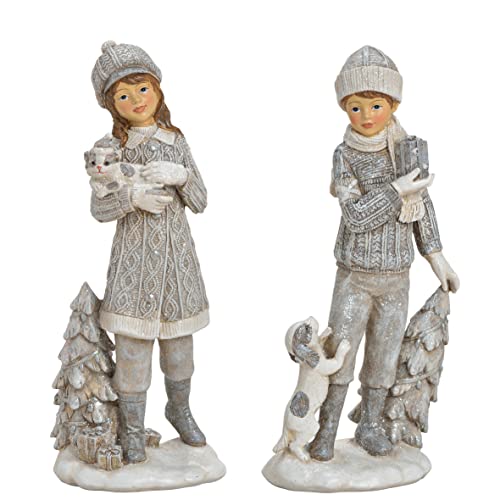2er Dekofigur Winter Kinder mit Hund und Katze | Weihnachtsdeko Winterdeko | 22 cm 2er Dekofigur Winter Kinder mit Hund und Katze | Weihnachtsdeko Winterdeko | 22 cm von Wurm