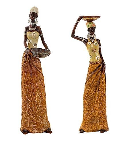Deko Figuren XXL Skulpturen AFRIKANERIN 2 er Set Höhe 35 und 40cm Geschenk von Geschenkestadl