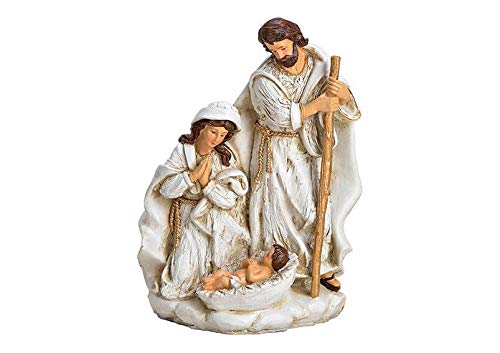 Krippenszene aus Poly Antik Weiß (B/H/T) 14x19x9cm Tischkrippe Heilige Familie Christkind Dekoration Advent Weihnachten von Wurm