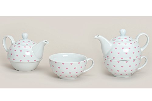 Tea for one ~ Herzchen pink ~ Set Teetasse + Kanne Teekanne + Tasse Teeservice von Wurm