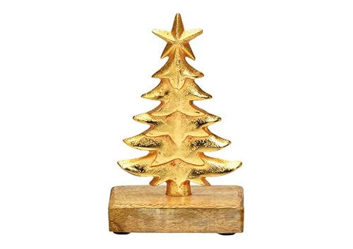 Wurm Deko-Aufsteller Tannenbaum aus Holz und golden Metall, Gr. 1016x5cm von Wurm