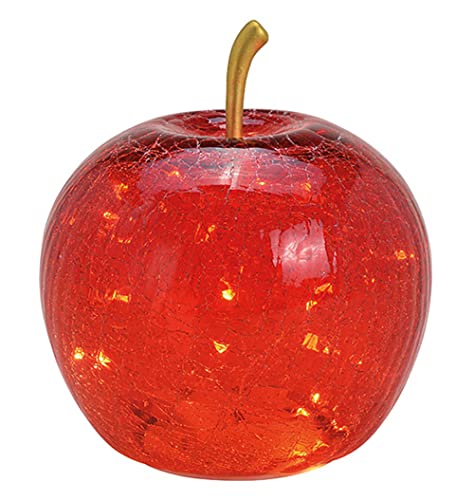 Wurm Lampe Apfel (S) Glas Rot, Apfel Lampe mit LED Lichterkette, Dekolampe, Tischleuchte, Apfellampe von Wurm