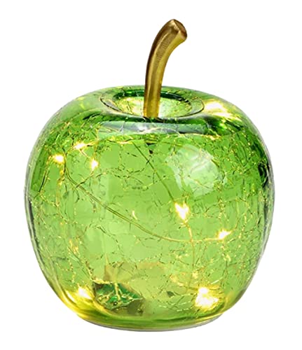 Wurm Dekoleuchte Apfel (XS) Glas, hellgrün, Apfel Lampe mit LED Lichterkette, Dekolampe, Tischleuchte, Apfellampe von Wurm