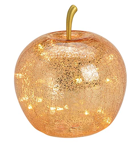 Wurm Lampe Apfel (S) Glas, Gold, Apfel Leuchte mit LED Lichterkette, Dekolampe, Tischleuchte, Apfellampe von Wurm