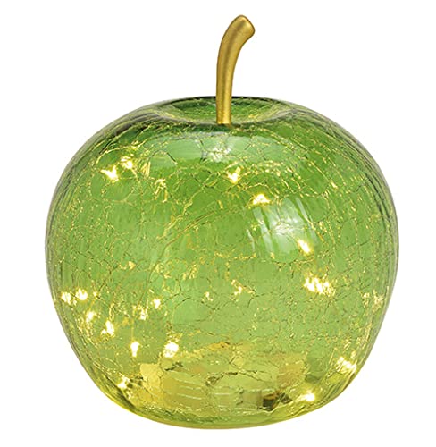Wurm Lampe Apfel (S) Glas, Grün, Leuchte Apfel mit LED Lichterkette, Dekolampe, Dekoleuchte, Tischleuchte, Apfellampe von Wurm