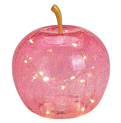 Wurm Lampe Apfel (S) Glas, Rosa, Apfel Leuchte mit LED Lichterkette, Dekolampe, Tischleuchte, Apfellampe von Wurm