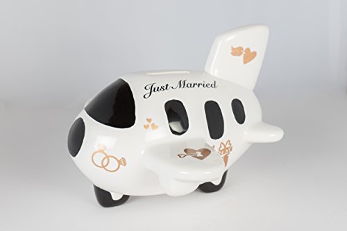 Wurm wunderschöne Spardose,Sparschwein Flugzeug Hochzeitskasse,Flitterwochenkasse,Urlaubsflieger aus Keramik von Topshop24you