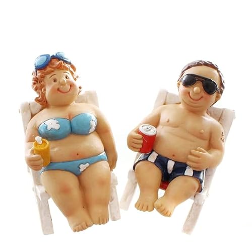 Wurm wunderschönes 2er Set Figuren Urlauberpaar im Klappstuhl aus polyresin von Wurm