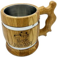 Rustikaler Bierkrug Aus Eichenholz Mit Edelstahleinsatz 0, 5 Liter - Holzkrug Gravur | Bierkrüge Holz Hochzeitsgeschenk von WurmisHolzdeko