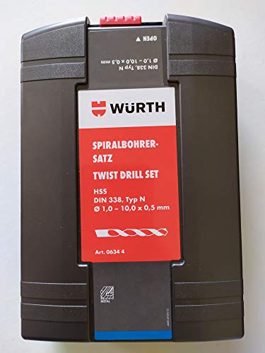 Würth Spiral Bohrer Set 19 tlg. HSS DIN Typ N 338 Sortiment Box Twist Drill Set 06344 von Würth