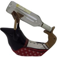 Ente Kellner Flaschenhalter Liegend Aus Bambus Schwarz/Weiss/Rot Ca 35x13 cm Höhe 28 von Wurzelliebe