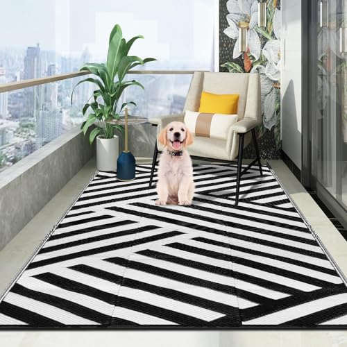 Wusboo Outdoor Teppich Wetterfest, Terrassenteppich Außen Wetterfest mit Liniendesign 120x180 cm, Balkonteppich Wasserfest Outdoor, Beidseitig Verwendbar, UV-Beständig, Faltbar und Waschbar Wusboo Outdoor Teppich Wetterfest, Terrassenteppich Außen Wetterfest mit Liniendesign 120x180 cm, Balkonteppich Wasserfest Outdoor, Beidseitig Verwendbar, UV-Beständig, Faltbar und Waschbar von Wusboo