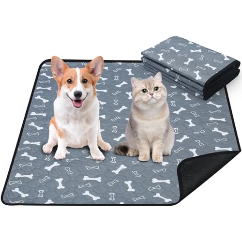Wusboo 2 Stück Waschbar Haustier-Urinunterlage , 70 x 100 cm Hohe Saugfähigkeit Auslaufsicher Wiederverwendbare Hundeunterlage, Geeignet für Hunde, Katzen, Kaninchen und Meerschweinchen von Wusboo