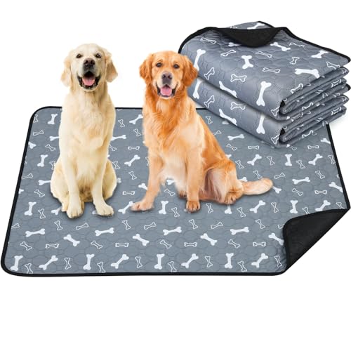 Wusboo 2 Stück Waschbar Haustier-Urinunterlage , 90 x 120 cm Hohe Saugfähigkeit Auslaufsicher Wiederverwendbare Hundeunterlage, Geeignet für Hunde, Katzen, Kaninchen und Meerschweinchen von Wusboo