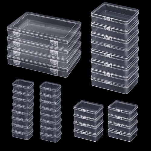 Wusboo 36 Stück Transparente Mini Aufbewahrungsboxen Mit Deckel – 4 Größen Kleine Plastikboxen Für Kleinteile – Kleine Aufbewahrungsbox Mit Deckel, Perlenbox, Kunststoffbox, plastikbox klein von Wusboo