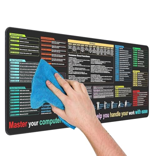 Wusideday Computer-Kurzbezug-Schreibtischunterlage – Spickzettelmatte, schmutzabweisend, übergroße Schreibtischunterlage, rutschfestes Computerzubehör für Tabellenkalkulationen, Heimprogrammierer von Wusideday