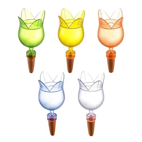 Wusideday Selbstbewässerungsspitzen,5 Stück Gewächshaus-Bewässerungsstäbe | Langlebige Blumenförmige Bewässerungsspitzen Für Hinterhof Rasen Blumenbeet Gemüsegarten Außenbereich Gewächshaus von Wusideday