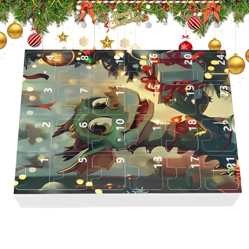 Wusideday Weihnachts Countdown Kalender,24 Tage Weihnachten 2D Acryl Drachenschmuck 2025 - Dekorative Festliche Deko Für Auto Party Wohnzimmer Eingang Fenster Sammler Kinder Erwachsene von Wusideday