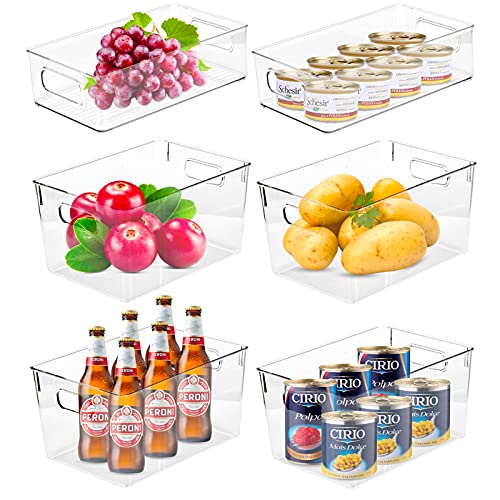 Wuudi Kühlschrank Organizer Aufbewahrungsbox Set 6er Set, 4 Große und 2 Mittel Kühlschrank Organizer mit Griffen aus Kunststoff für Küche oder Kühlschrank von Wuudi