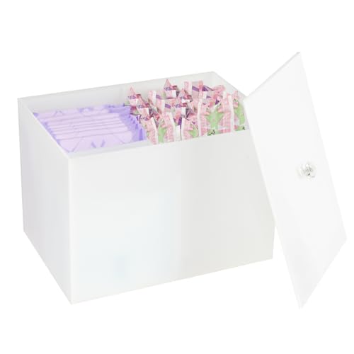 Wuudy Tampon-Halter für Badezimmer, Hai-Woche, Tampon-Aufbewahrung, Acryl-Badezimmer-Organizer mit Deckel, feminine Pads-Organizer-Box mit herausnehmbarer Trennwand, Weiß von Wuudy