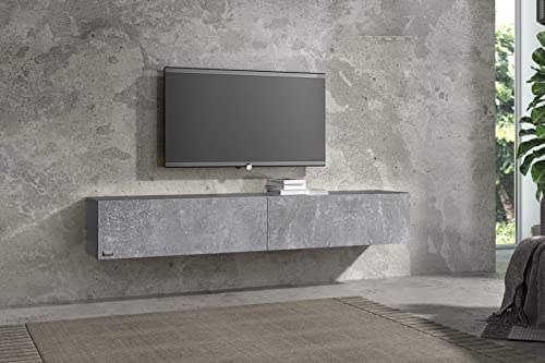 Wuun® TV Lowboard TV Board hängend I 100cm-280cm I Hängeschrank Wohnwand/Somero I Schwarz-Matt/Beton-Optik I 140cm von Wuun