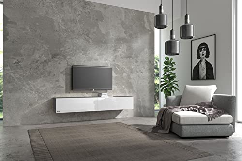 Wuun® TV Lowboard TV Board hängend I 100cm-280cm I Hängeschrank Wohnwand/Somero I Schwarz-Matt/Weiß-Hochglanz I 180cm von Wuun