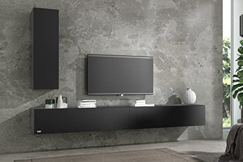 Wuun® Somero Lowboard Tv-Board Wohnwand (Schwarz-Matt/Schwarz-Matt, 280cm (2x140cm)) von Wuun