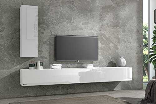 Wuun® Somero Lowboard Tv-Board Wohnwand (Weiß-Hochglanz/Weiß-Hochglanz, 280cm (2x140cm)) von Wuun