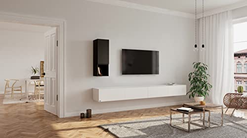 Wuun® Somero Lowboard Tv-Board Wohnwand SW1 (Board: Weiß-Matt/Hochschrank: Schwarz-Matt, 280cm (140cm x 2)) von Wuun