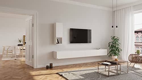 Wuun® Somero Lowboard Tv-Board Wohnwand SW1 (Board: Weiß-Matt/Hochschrank: Weiß-Matt, 200cm (100cm x 2)) von Wuun