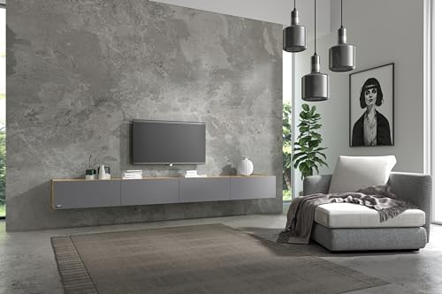 Wuun® TV-Board Lowboard Wohnwand TV-Bank Somero / 100-320cm / K: Eiche/F: Platinum-Grau von Wuun