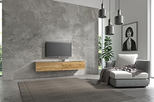 Wuun® TV-Board Lowboard Wohnwand TV-Bank Somero / 100-320cm / K: Platinum-Grau/F: Eiche von Wuun
