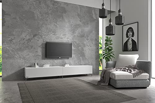 Wuun® TV-Board Lowboard Wohnwand TV-Bank Somero / 200cm (2 x 100cm) / Weiß-Matt/Vita Chrom von Wuun