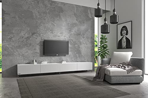 Wuun® TV-Board Lowboard Wohnwand TV-Bank Somero / 280cm (2 x 140cm) / Weiß-Matt/Vita Chrom von Wuun