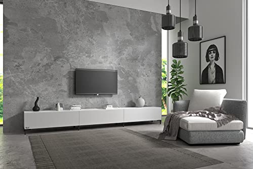 Wuun® TV-Board Lowboard Wohnwand TV-Bank Somero / 300cm (3 x 100cm) / Weiß-Matt/Vita Schwarz von Wuun