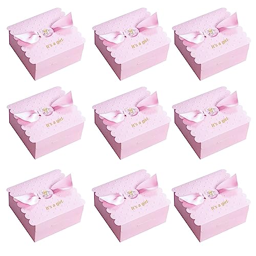 Wuuooei It is Girl Box 50 Stück Geschenkbox Taufe Mädchen Süßigkeit Kästen Gastgeschenk Box für Neugeborene Babydusche Taufe Kommunion Babyshower Taufgeschenke Mädchen Bevorzugung Candy (Rosa) von Wuuooei