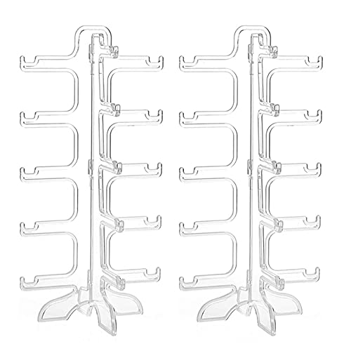 Sonnenbrille Display, 2 Stück Brillenständer 5 Brillen, Brillenhalter für Mehrere Brillen, Sonnenbrillen Ständer Transparent, Brillenhalter Kunststoff für Aufbewahrung und Präsentation, 16*16*31,5 cm von Wuuooei