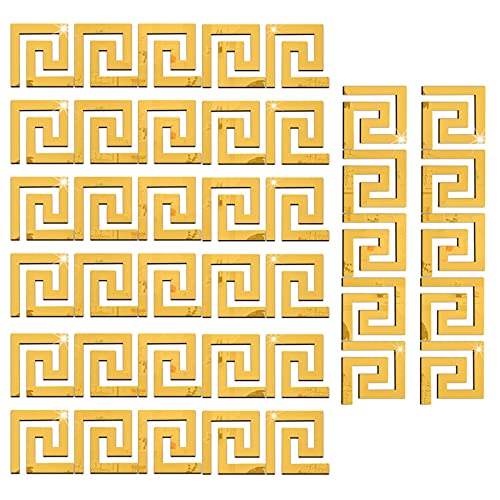 Spiegel Wandaufkleber 3D, 40 Stück Abnehmbare Wandtattoo Acryl Spiegel, Wandsticker Selbstklebend 3D, Spiegel Dekoration Selbstklebend, für zu Hause Schlafzimmer Hintergrund Dekoration (Gold) von Wuuooei