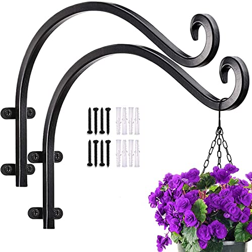 Wandhaken Blumenampel 31*16cm 2 Stücke Pflanzenhalterung Schmiedeeisen in Schwarz, Wandhalterung Pflanzen, Wandhaken für Blumenampel Pflanzer Vogelhäuschen Laterne Windspiele Wandleuchter 31*16cm von Wuuooei