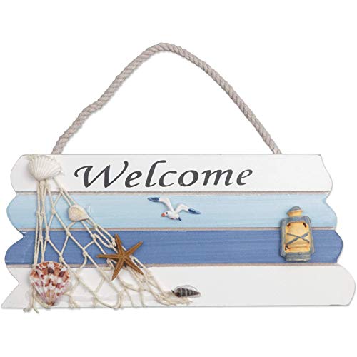 Willkommensschild holz draußen, strandart hängendes welcome schild holz, willkommensschild deko, holzschild willkommen für hochzeit weihnachten neujahr party wand tür dekoration, 26.5*11.5 cm von Wuuooei