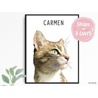 Benutzerdefinierte Katzenportrait - Personalisiertes Haustierportrait Katze Erinnerungsgeschenk Benutzerdefinierte Katzenmalerei Katzenmutter von WuvPup