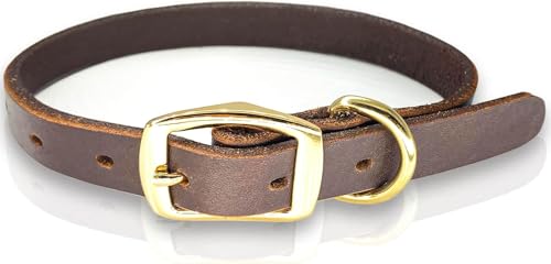 Wuxiuxiu Hundehalsband aus Leder, strapazierfähig, vollnarbig, ultraweich und bequem, echtes Rindsleder, Metallschnalle, dicker Gürtelkragen für kleine, mittelgroße und große Haustiere von Wuxiuxiu