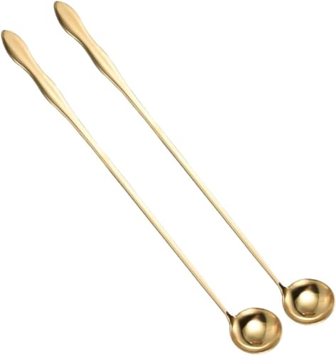 Wuxiuxiu Langstiel-Löffel, Barlöffel, Cocktaillöffel, 30,2 cm, Edelstahl, Eisteelöffel, verwendet zum Mischen, Cocktail-Rühren, Kaffee, kalte Getränke, Milchshakes (Farbe: Gold, Größe: 30,2 cm) Wuxiuxiu Langstiel-Löffel, Barlöffel, Cocktaillöffel, 30,2 cm, Edelstahl, Eisteelöffel, verwendet zum Mischen, Cocktail-Rühren, Kaffee, kalte Getränke, Milchshakes (Farbe: Gold, Größe: 30,2 cm) von Wuxiuxiu