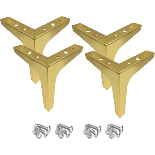 Wuyangcun 4 Stück Möbelfüße Sofabeine Tischbeine DIY Metall Möbelbeine Dreieck Tischhalterung Schrankfüße Bettfüße Belastung bis 250KG (Gold,15cm) von Wuyangcun