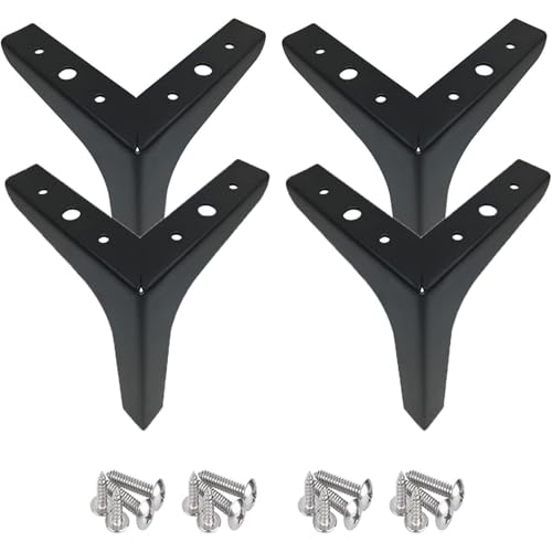 Wuyangcun 4 Stück Möbelfüße Sofabeine Tischbeine DIY Metall Möbelbeine Dreieck Tischhalterung Schrankfüße Bettfüße Belastung bis 250KG (Schwarz,17cm) von Wuyangcun