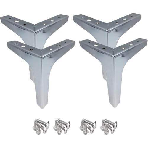 Wuyangcun 4 Stück Möbelfüße Sofabeine Tischbeine DIY Metall Möbelbeine Dreieck Tischhalterung Schrankfüße Bettfüße Belastung bis 250KG (Silber,10cm) von Wuyangcun