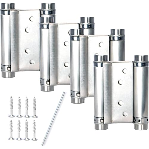Wuyangcun Doppelfedertürscharniere, 4 Stück, Edelstahl, robust, selbstschließend, ideal für Schwingtüren, Limousinentore, Bartore (9,2 cm) von Wuyangcun