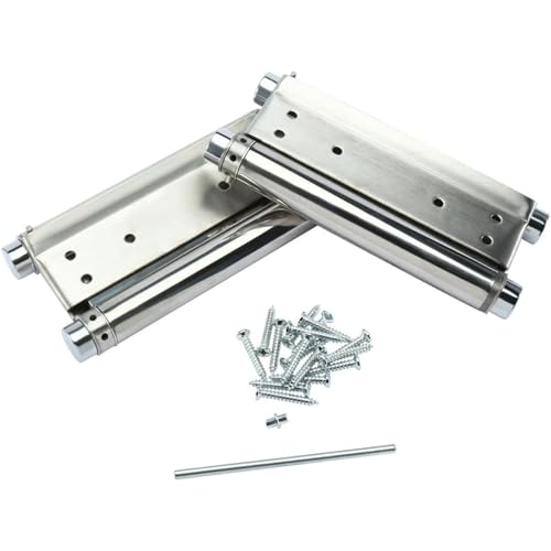 Wuyangcun Doppelhub-Federscharnier-Set, 2 Stück, mit Schrauben, 20,3 cm, Edelstahl, selbstschließend, einfache Installation, für Salonentor, Café-Türen Wuyangcun Doppelhub-Federscharnier-Set, 2 Stück, mit Schrauben, 20,3 cm, Edelstahl, selbstschließend, einfache Installation, für Salonentor, Café-Türen von Wuyangcun