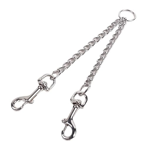 Wuyangcun Hundehalskette verstellbar Hundehalsband mit Doppelköpfe Sichere Schnalle Kettenhundkragen für Hunde Spazieren Gehen Edelstahl Rostfrei (40cm) von Wuyangcun